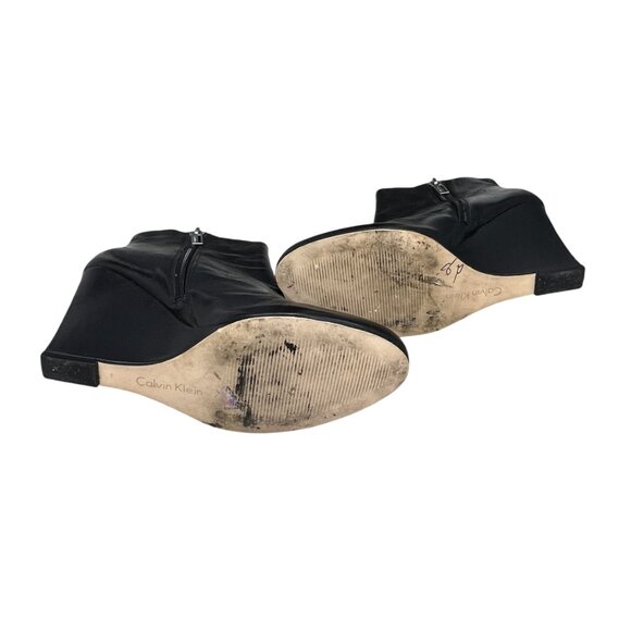 Calvin Klein Sheep Skin Leather wedge platform booties women's size 9.5 - Picture 7 of 7